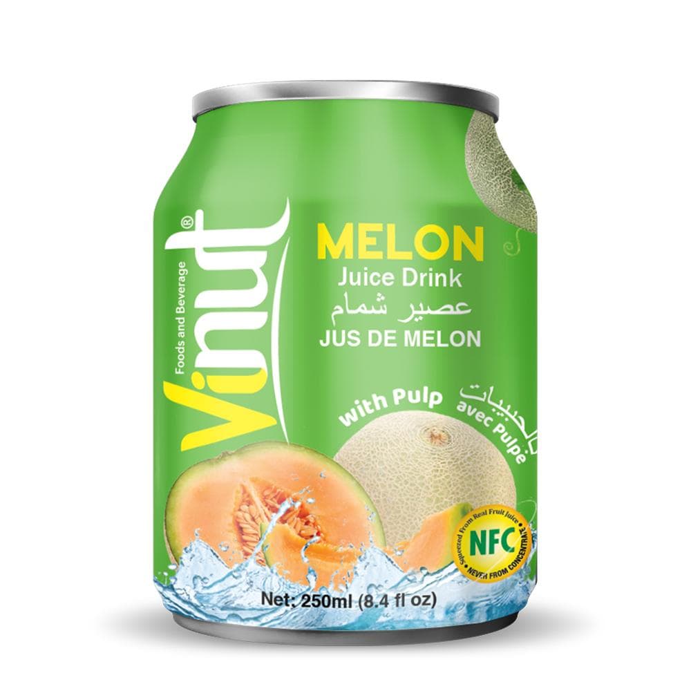 VINUT Melon Juice Drink, With Pulp, NFC Squeezed From Real Fruit Juice Not From Concentrate, Short Can, 8.4 fl oz (250 mL)