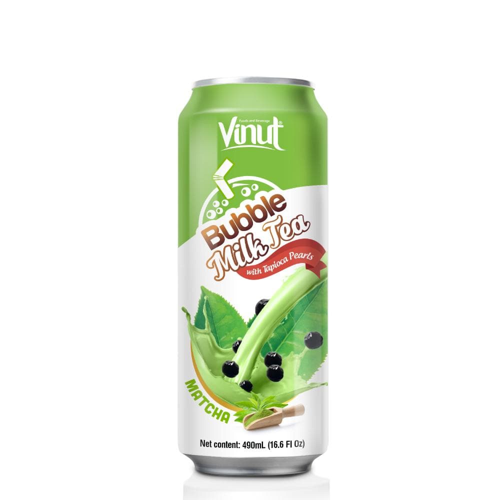 16.6 fl oz Vinut Matcha Bubble milk tea with Tapioca Pearls
