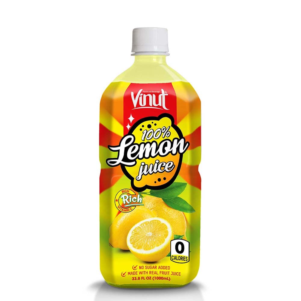 VINUT 100% Lemon Juice, Rich In Vitamin C, 0 Calories, No Sugar Added, Made With Real Fruit Juice, PET Bottle, 33.8 fl oz (1000 mL)