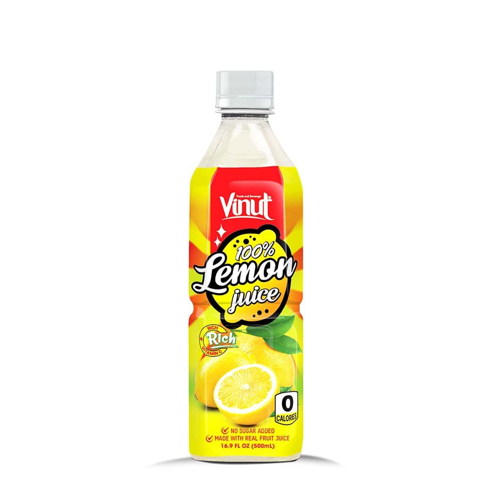VINUT 100% Lemon Juice, Rich in Vitamin C, 0 Calories, No Sugar Added, Made with Real Fruit Juice, PET Bottle, 16.9 FL OZ (500mL) view 1