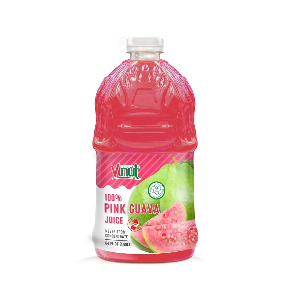 VINUT 100% Pink Guava Juice, Never From Concentrate, No Sugar Added, PET Bottle, 64 fl oz (1.89L)