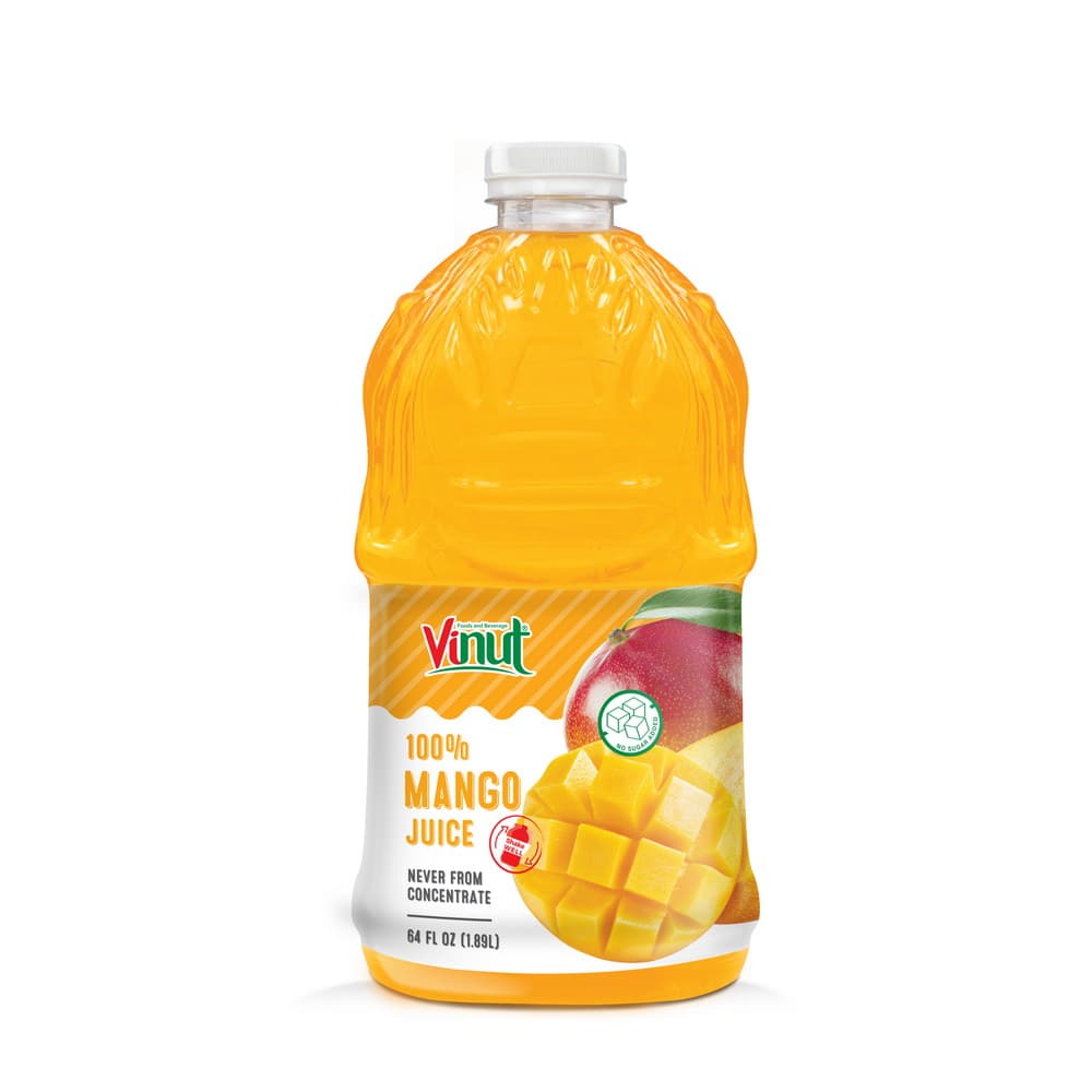 VINUT 100% Mango Juice, Never From Concentrate, No Sugar Added, PET Bottle, 64 fl oz (1.89L)