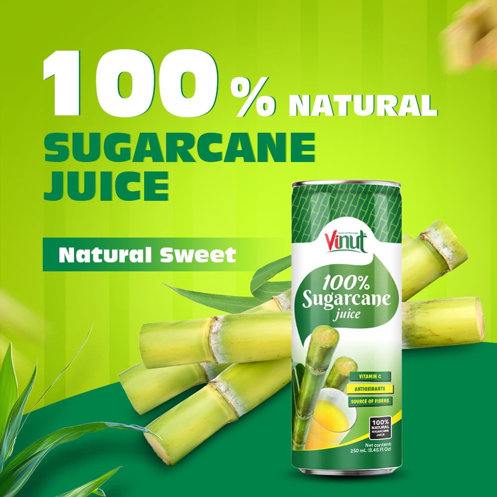 VINUT 100% Sugarcane Juice, 100% Natural Sugarcane, Slim Can, 250 mL (8.45 FL OZ)