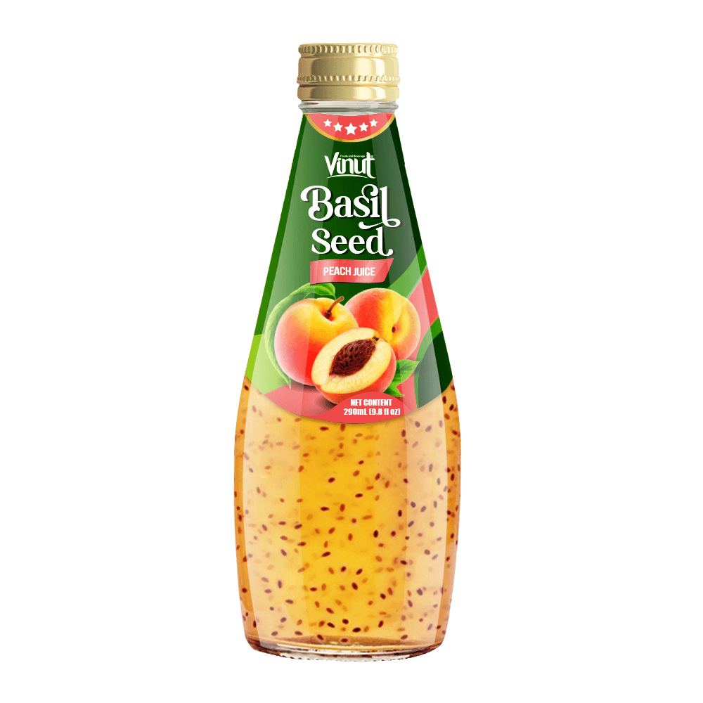 290ml Vinut Basil Seed Drink with Peach Juice (Screw cap)