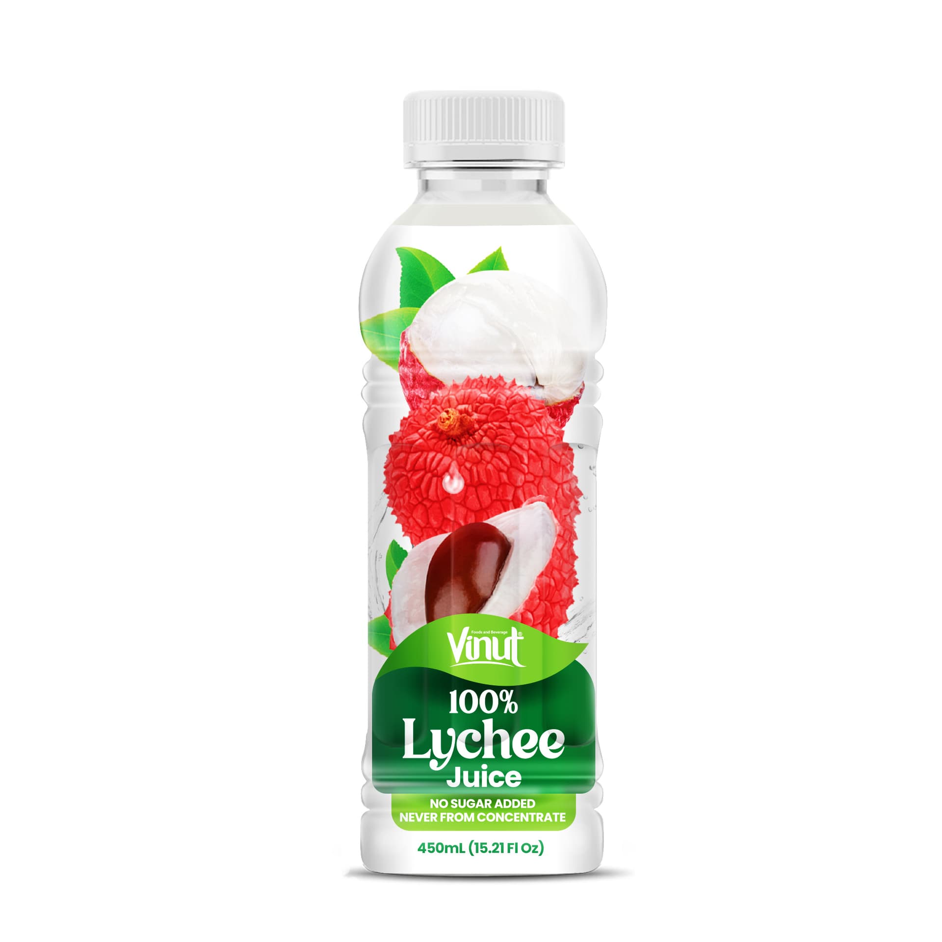 VINUT 100% Lychee Juice, No Sugar Added, Never From Concentrate, PET Bottle, 450mL (15.21 Fl Oz) view 1