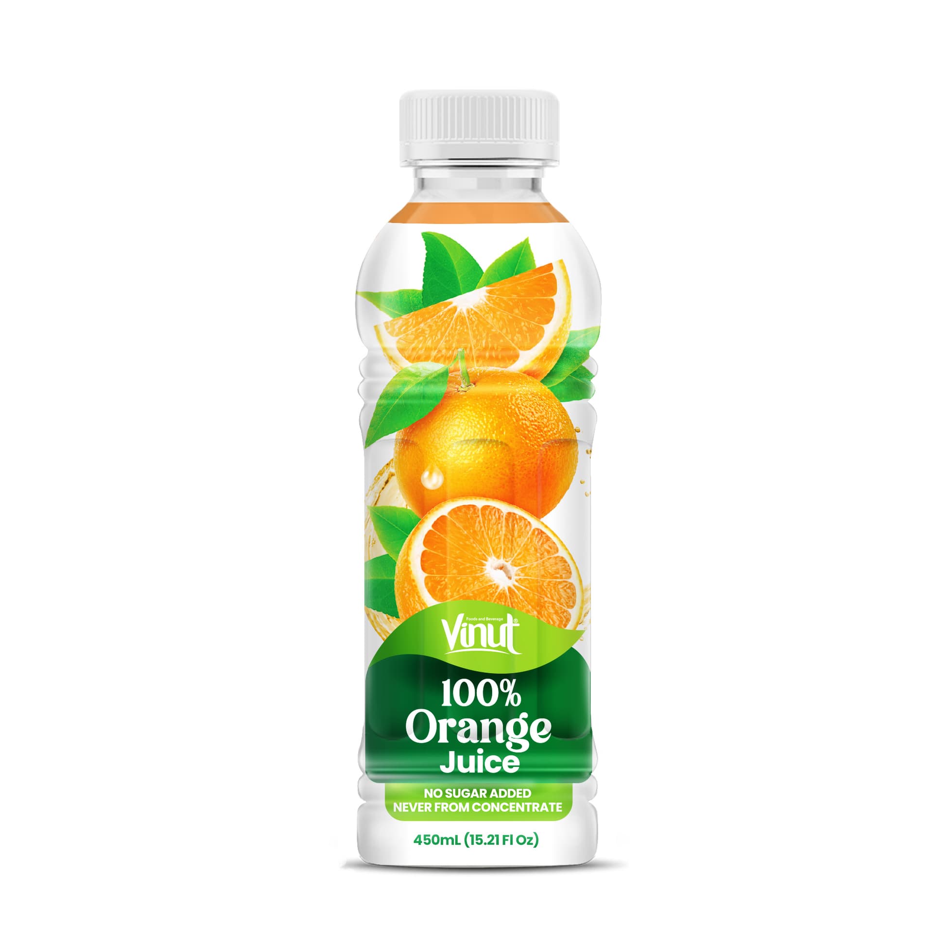 VINUT 100% Orange Juice, No Sugar Added, Never From Concentrate, PET Bottle, 450mL (15.21 Fl Oz) view 1
