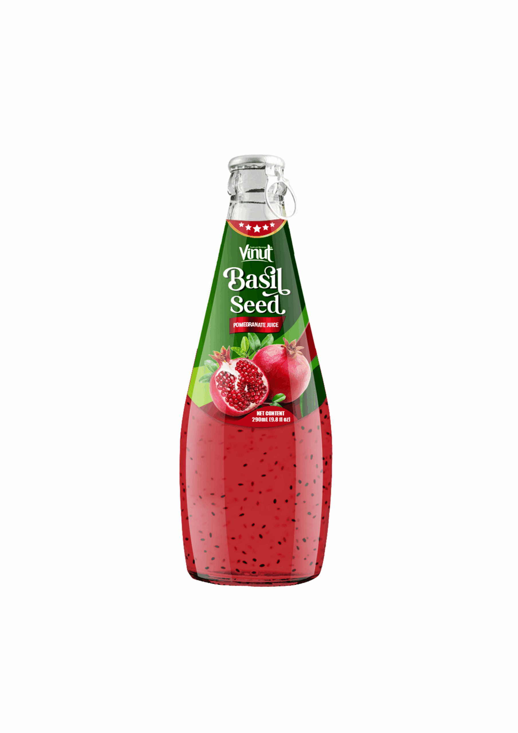 290ml Vinut Basil Seed Drink with Pomegranate Juice (Ring Pull Cap)