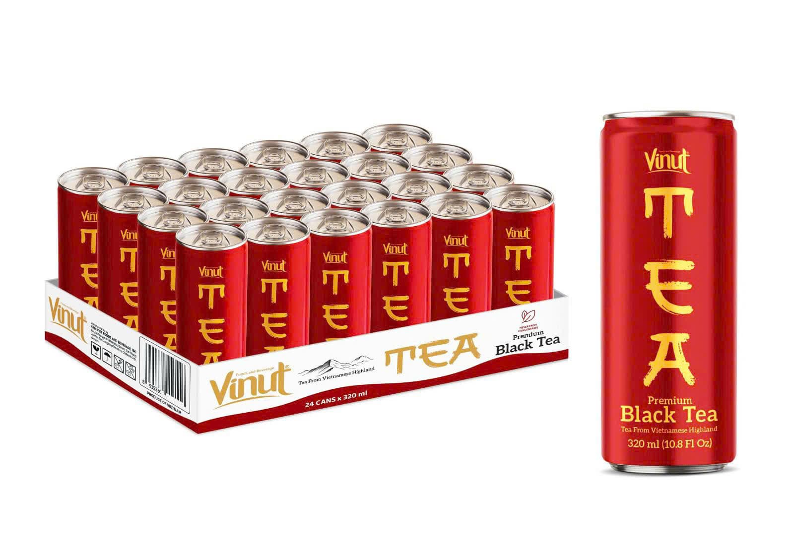 VINUT Premium Black Tea 320ml Slim Can Tray Pack view 1