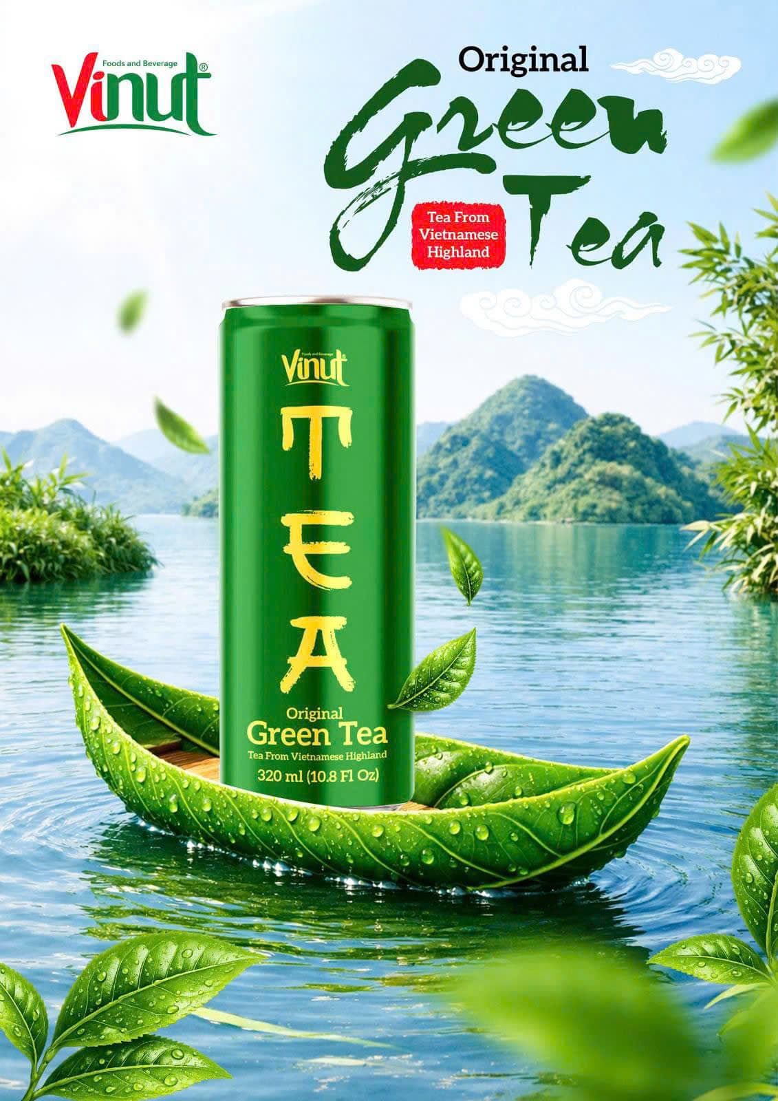 VINUT Original Green Tea 320ml Slim Can view 1