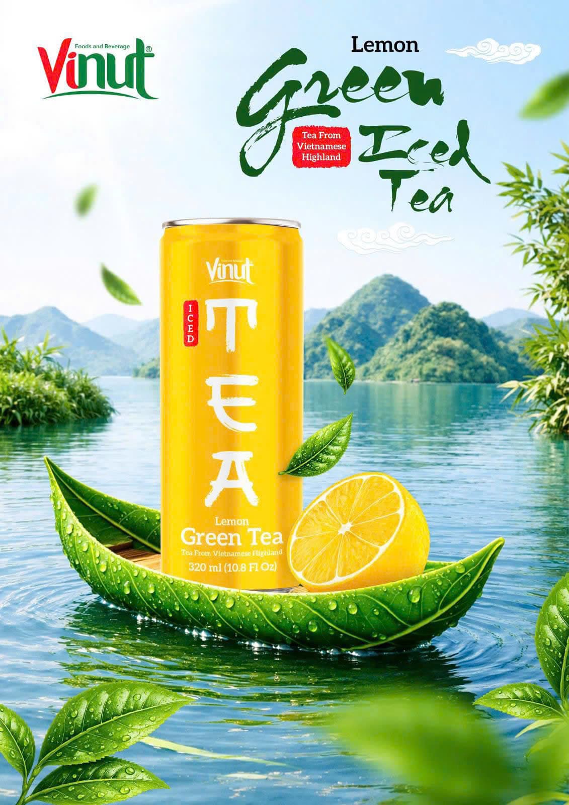 VINUT Lemon Green Tea 320ml Slim Can view 1