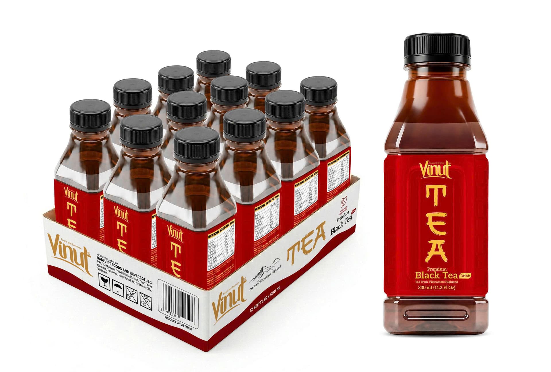 VINUT Premium Black Tea Drink 330ml PET Bottle Tray Pack view 1