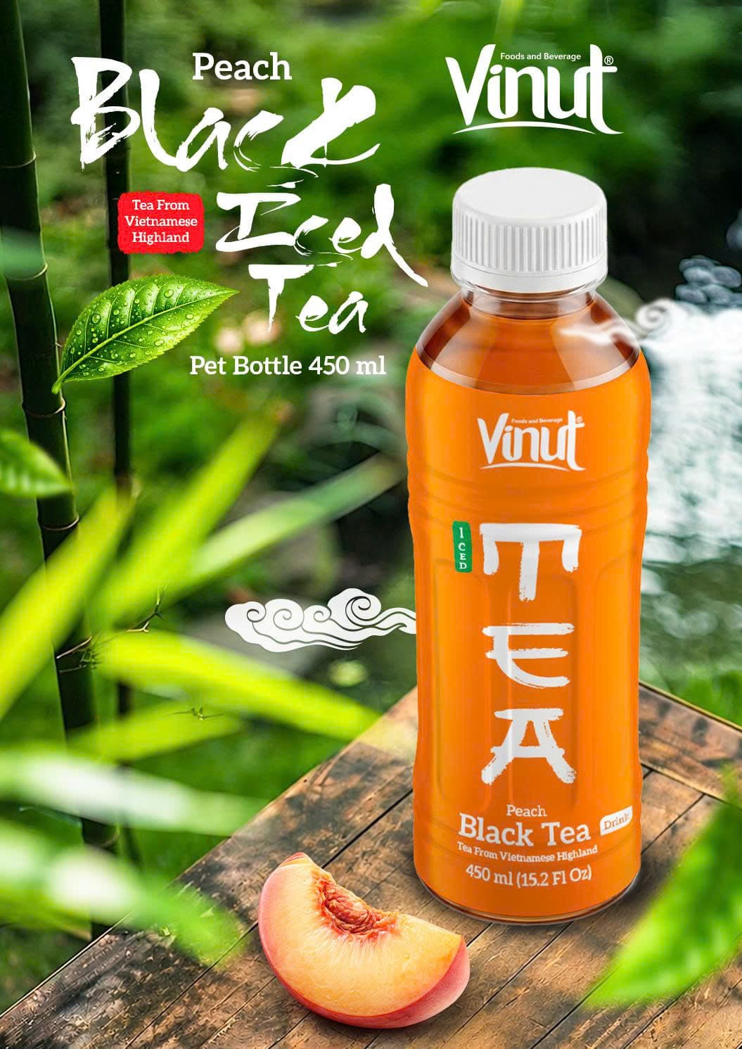VINUT Peach Black Iced Tea Drink 450ml PET Bottle