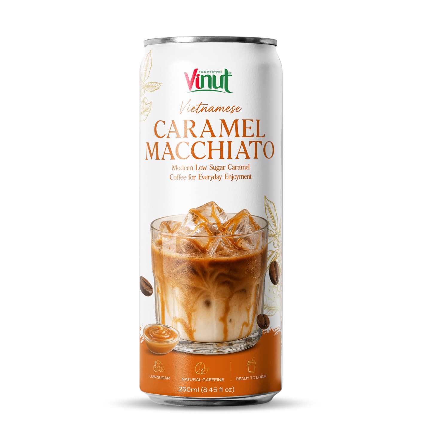 VINUT 250ml (8.45 fl oz) Vietnamese Coffee Drink Caramel Macchiato Low Sugar