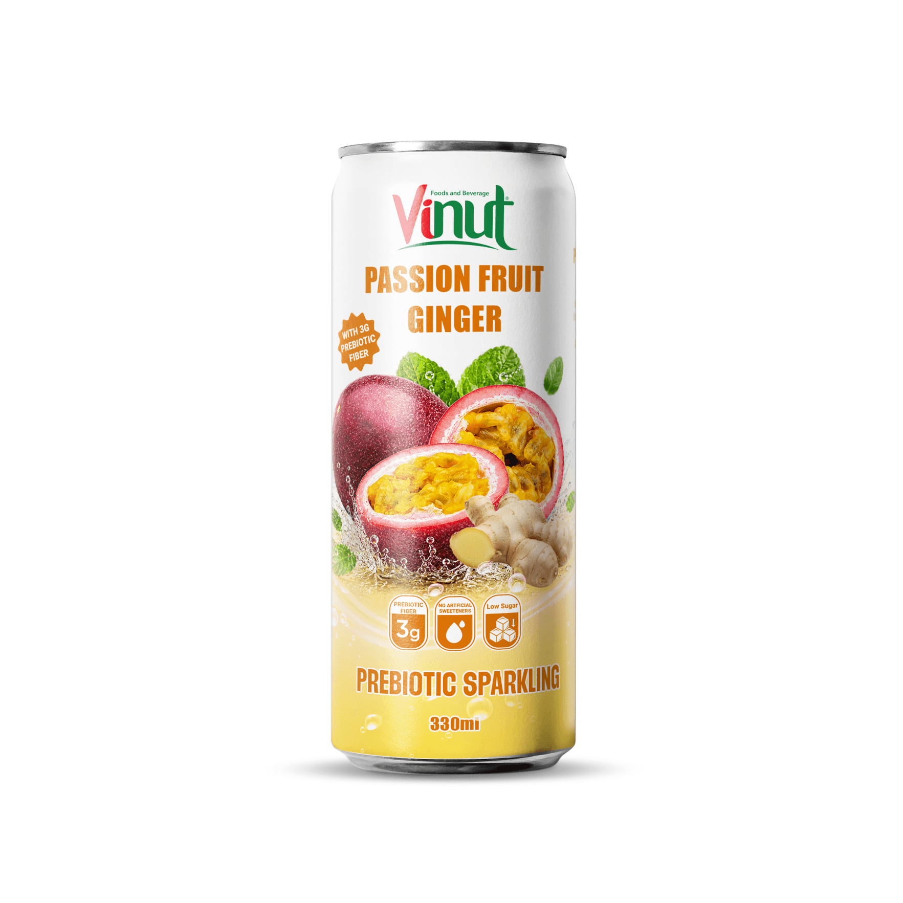 11 fl oz Vinut Prebiotic Sparkling Passion Fruit Ginger view 1
