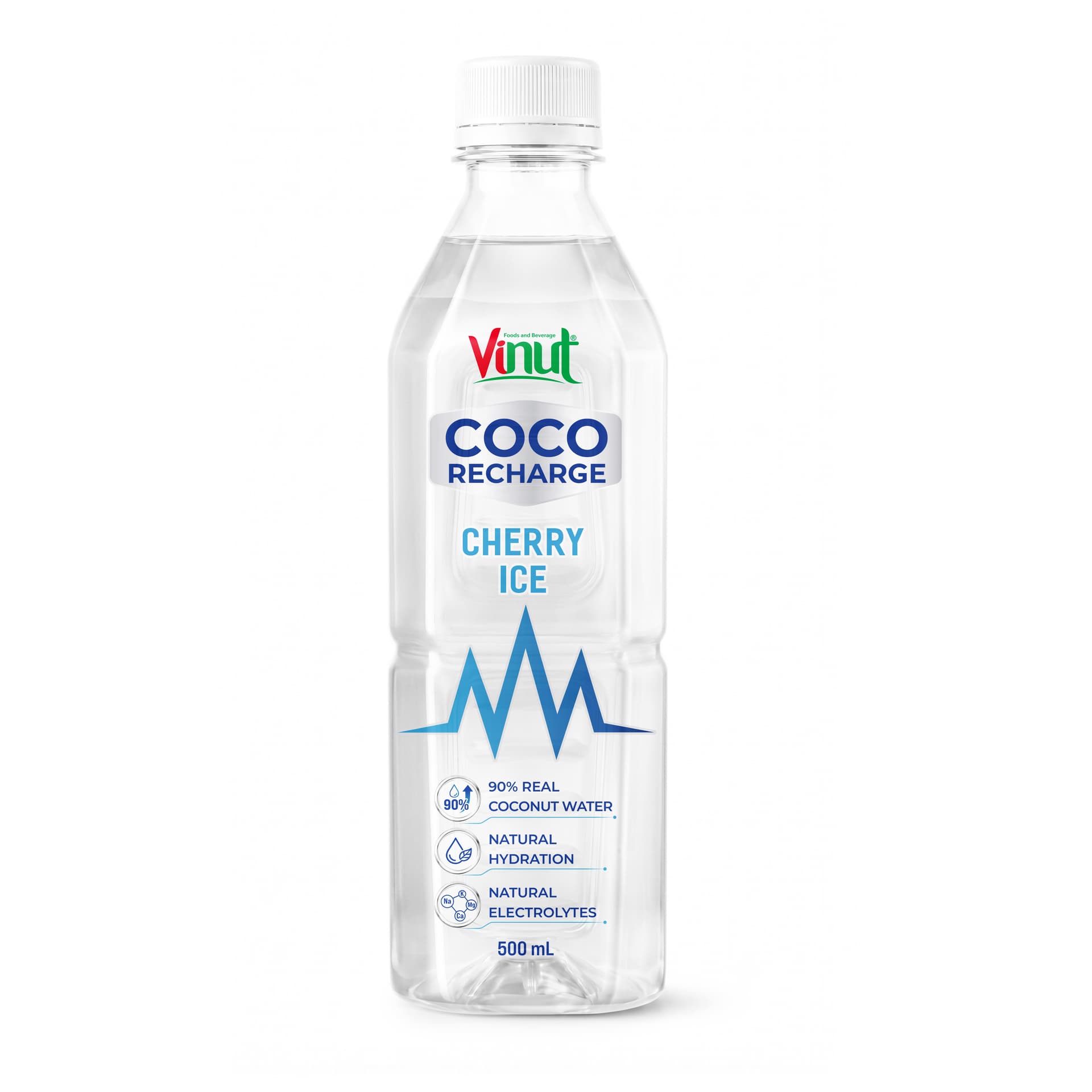 VINUT Coco Recharge Cherry Ice 500ml PET Bottle 90% Real Coconut Water Natural Hydration Electrolytes