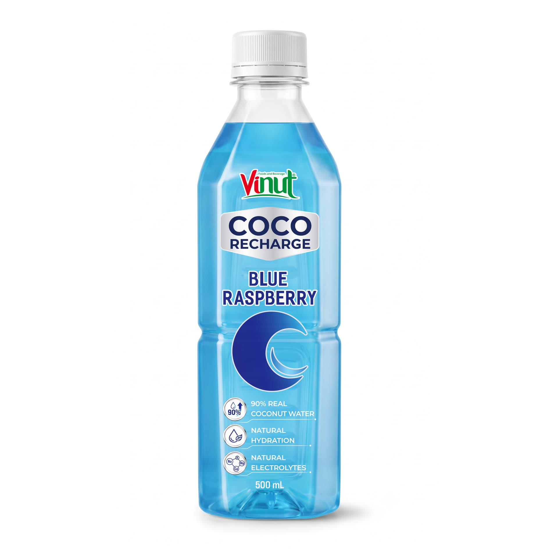 VINUT Coco Recharge Blue Raspberry 500ml PET Bottle 90% Real Coconut Water Natural Hydration Electrolytes