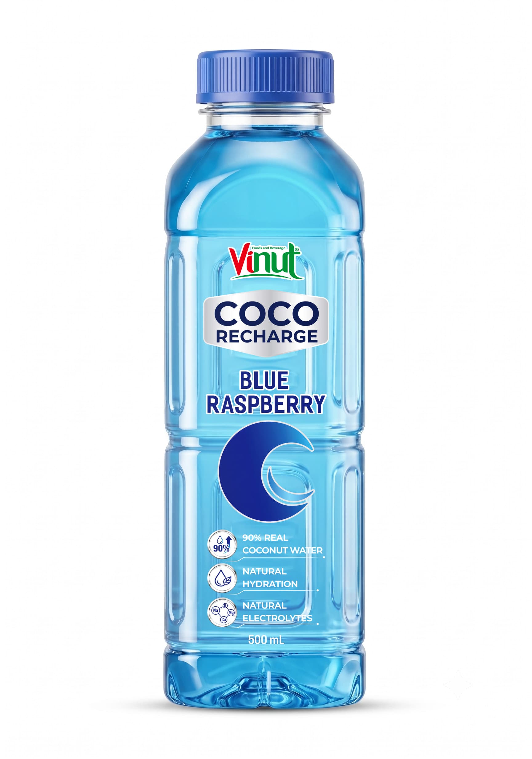 VINUT Coco Recharge Blue Raspberry 500ml PET Bottle Natural Hydration Electrolytes 90% Real Coconut Water