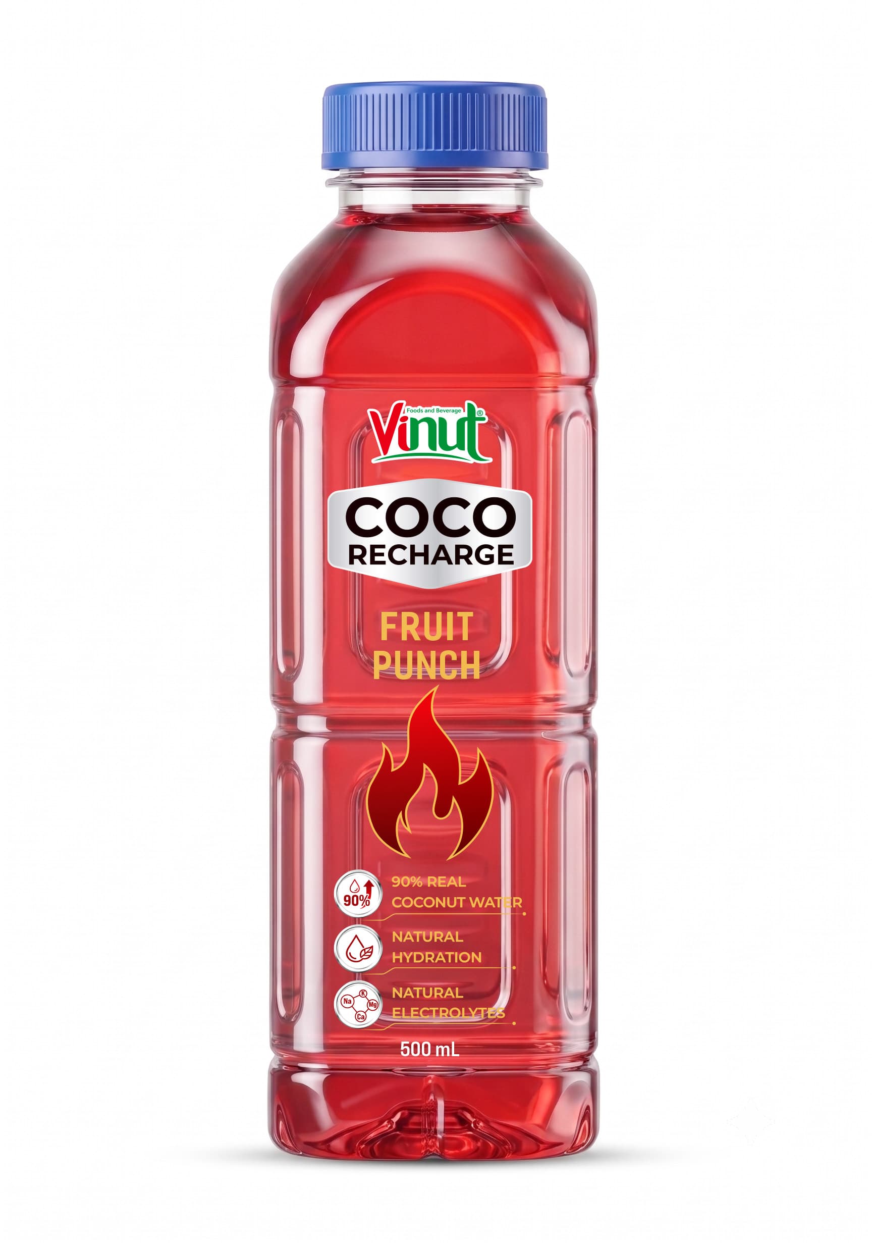 VINUT Coco Recharge Fruit Punch 500ml PET Bottle Natural Hydration Electrolytes 90% Real Coconut Water
