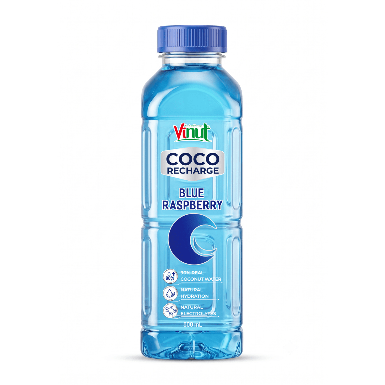 VINUT Coco Recharge Blue Raspberry 500ml PET Bottle Natural Hydration Electrolytes 90% Real Coconut Water