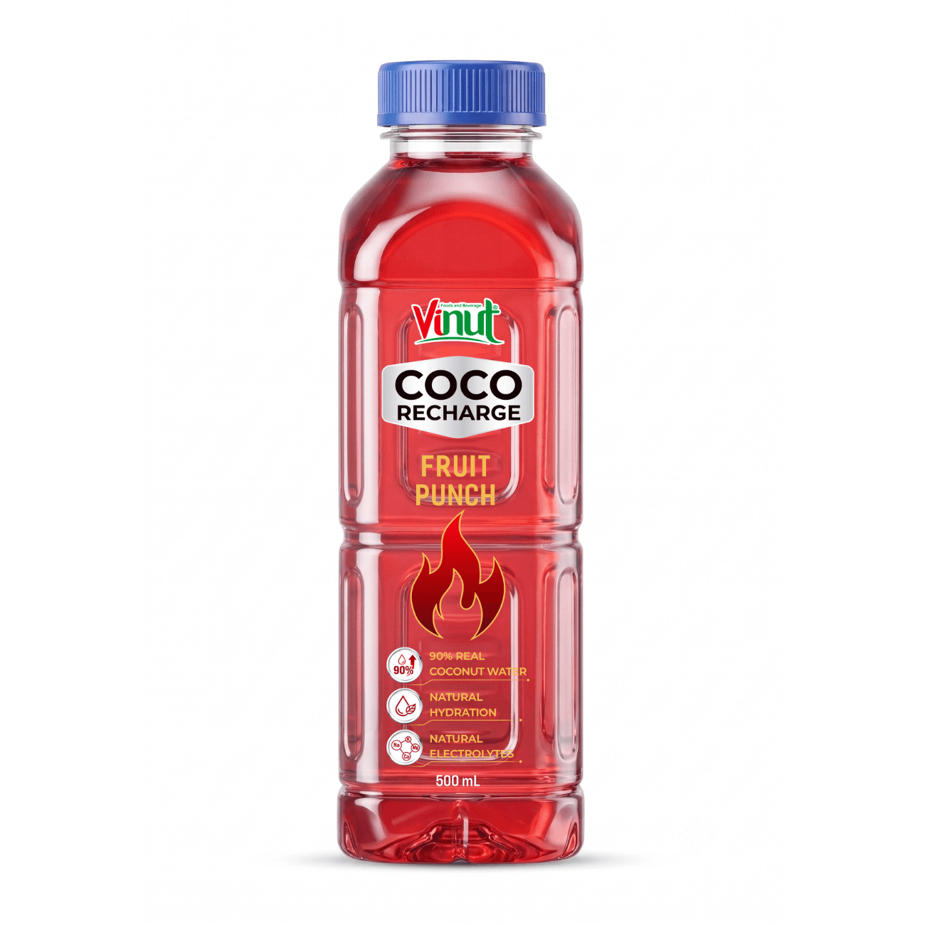 VINUT Coco Recharge Fruit Punch 500ml PET Bottle Natural Hydration Electrolytes 90% Real Coconut Water