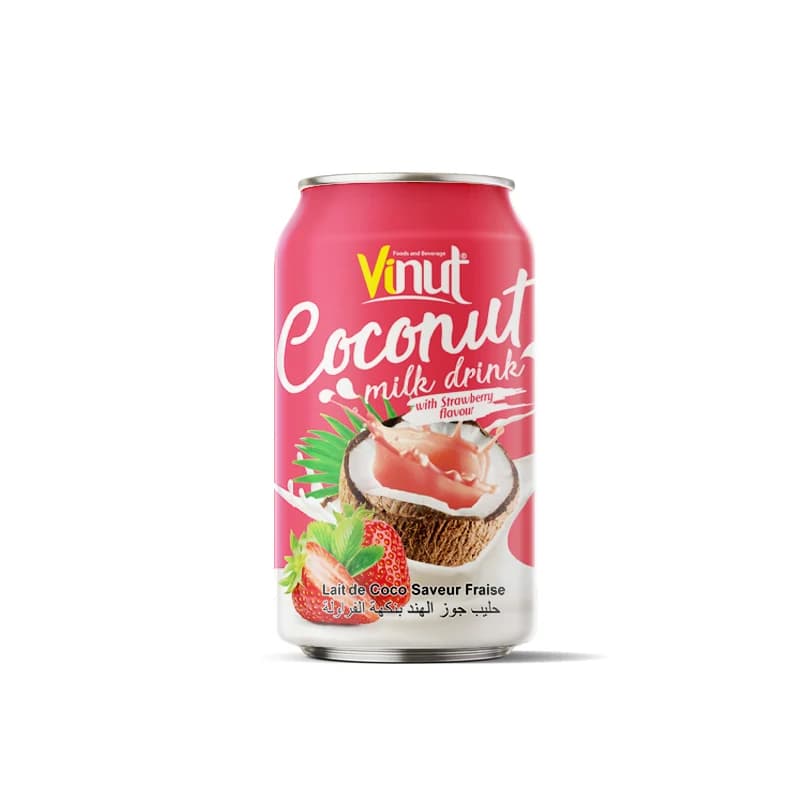 VINUT Coconut Milk Drink – Strawberry Flavour, 330 mL