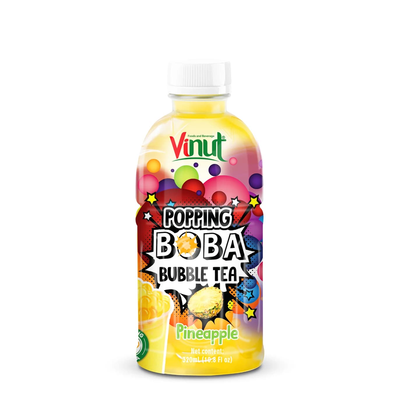 VINUT Popping Boba Bubble Tea – Pineapple, 320 mL view 1