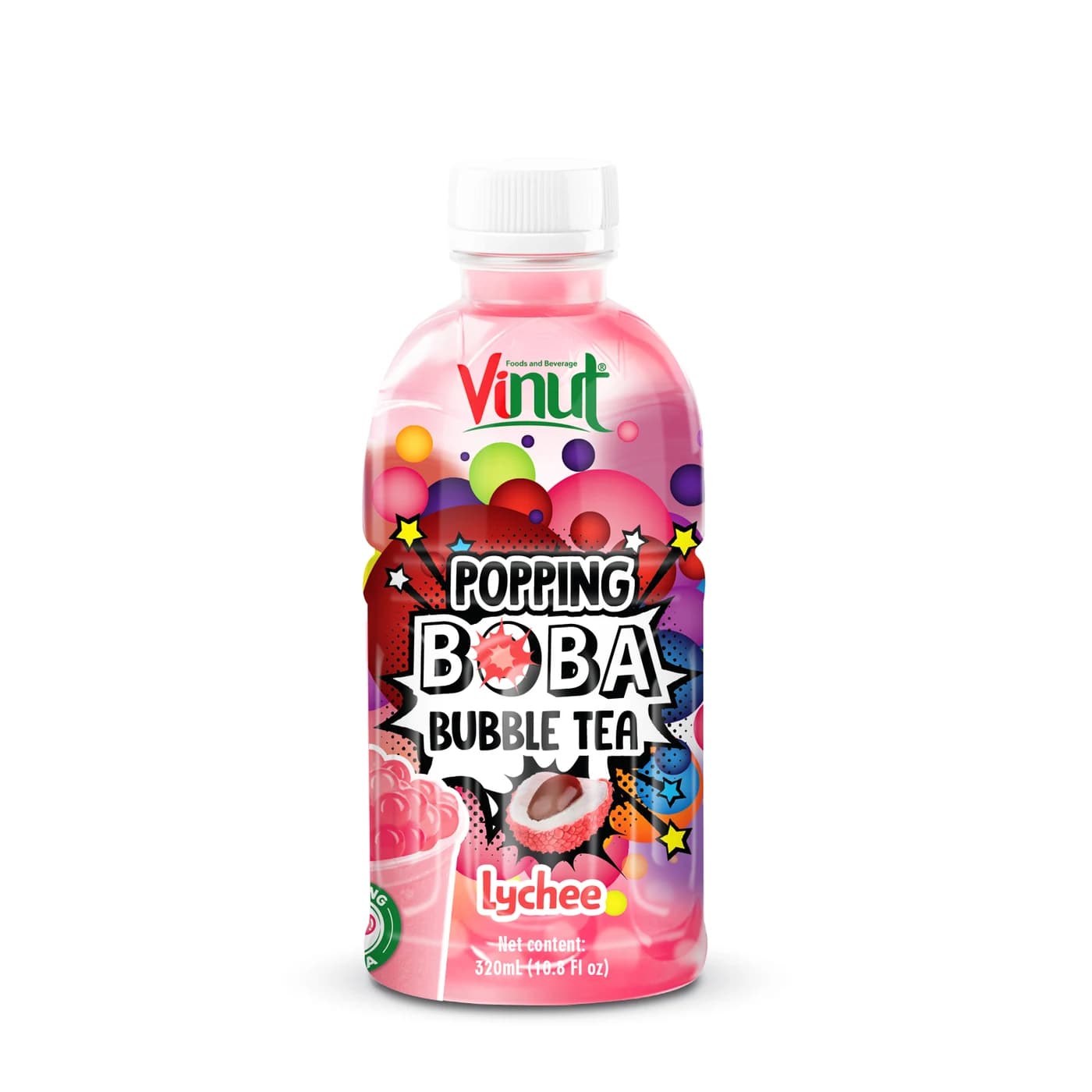 VINUT Popping Boba Bubble Tea – Lychee, 320 mL view 1