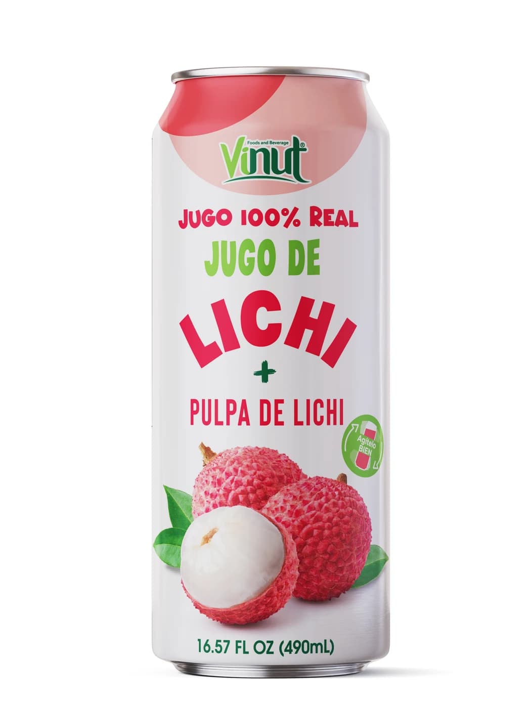 VINUT 100% Real Lychee Juice with Pulp, 490 mL