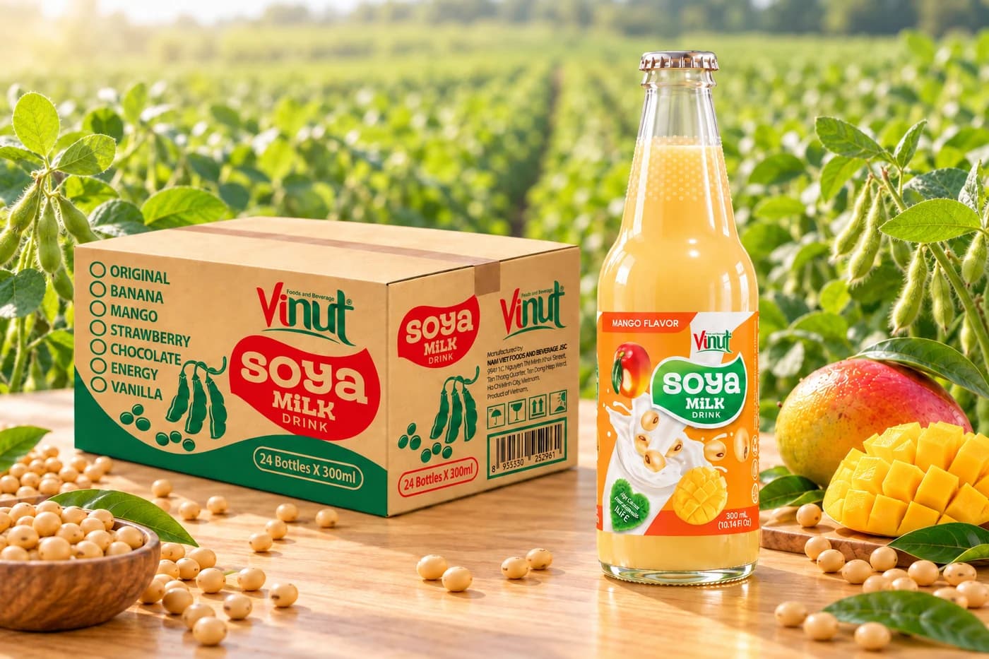 VINUT Soya Milk Drink – Mango Flavor, 300 mL