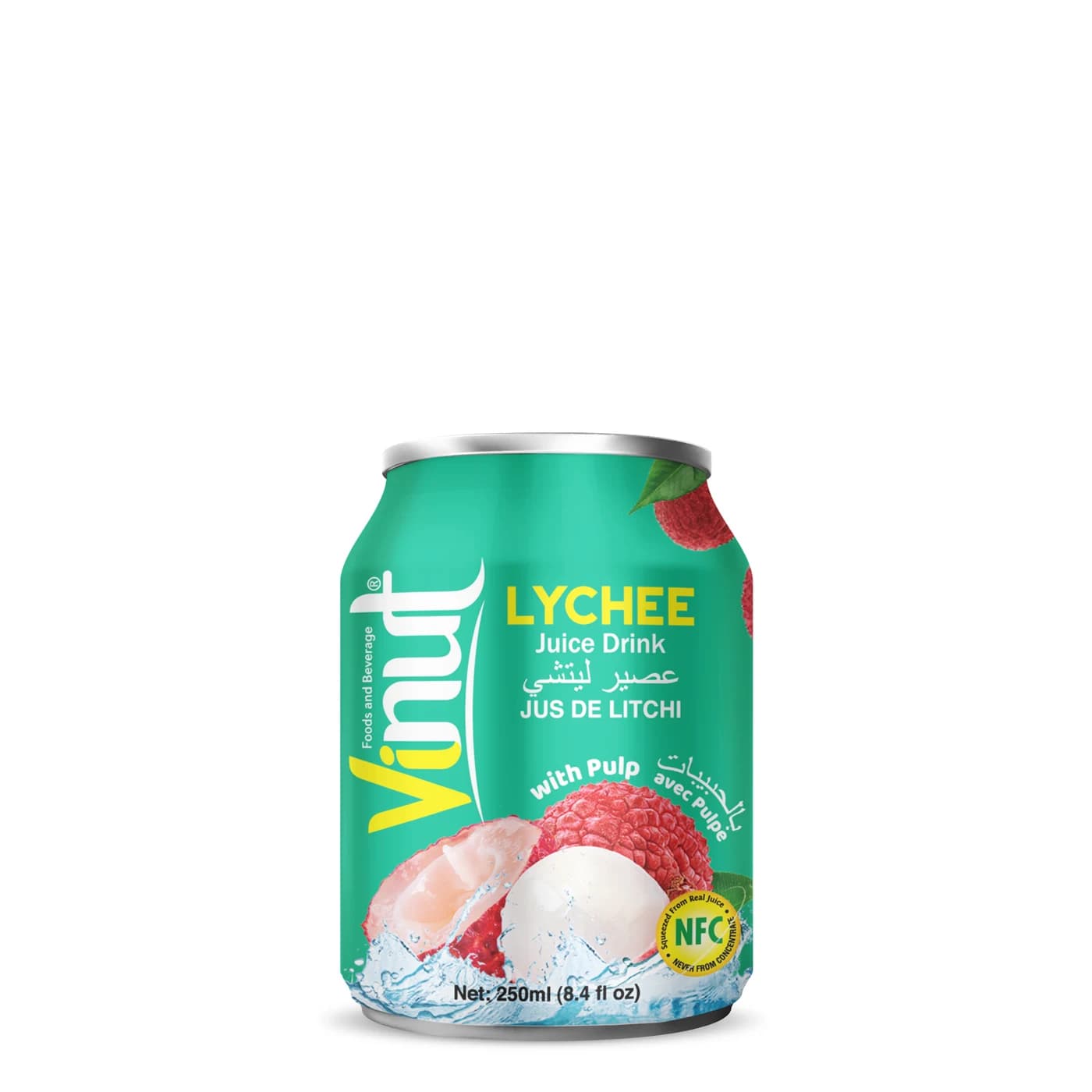 VINUT Lychee Juice Drink With Pulp, 250 mL view 1