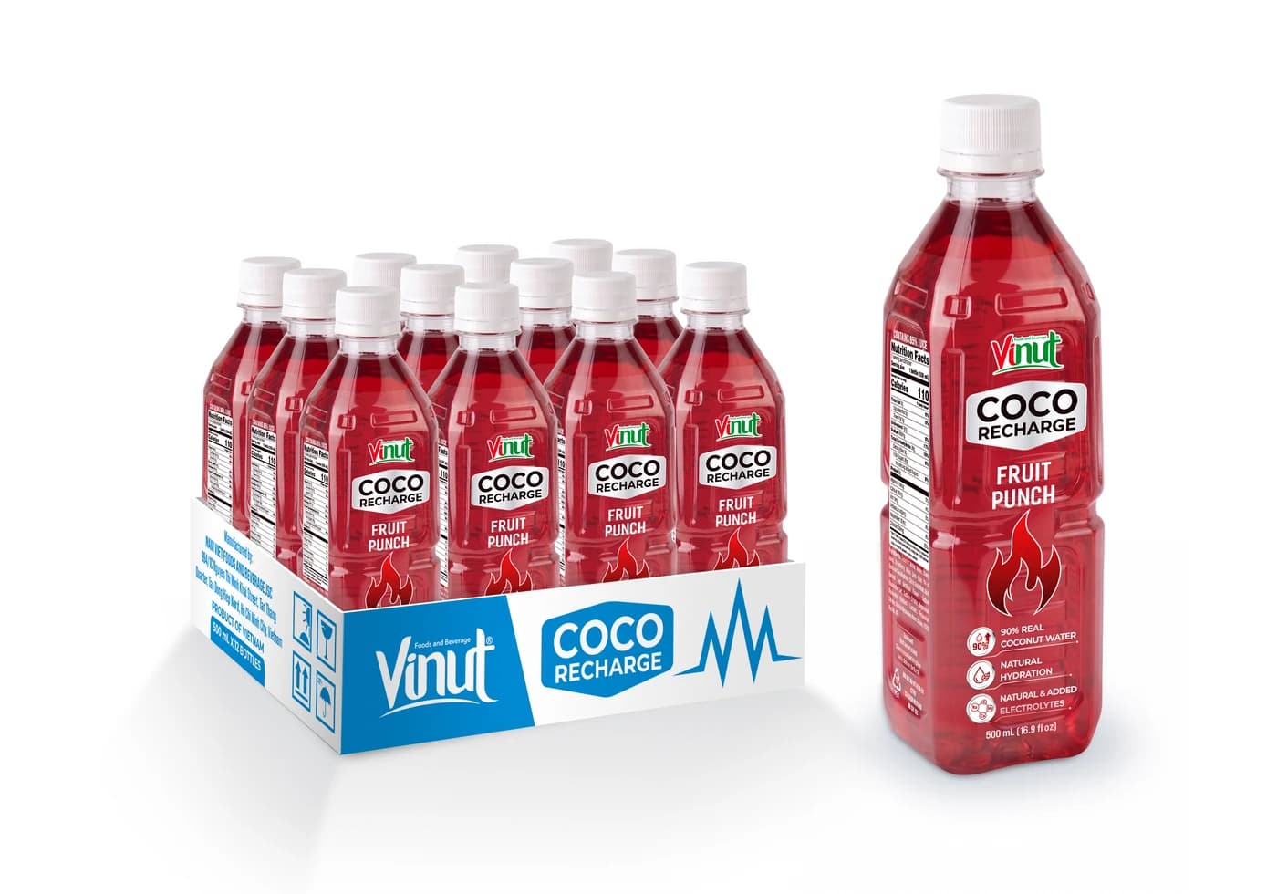 VINUT COCO RECHARGE – Fruit Punch, 500 mL (12-Pack)