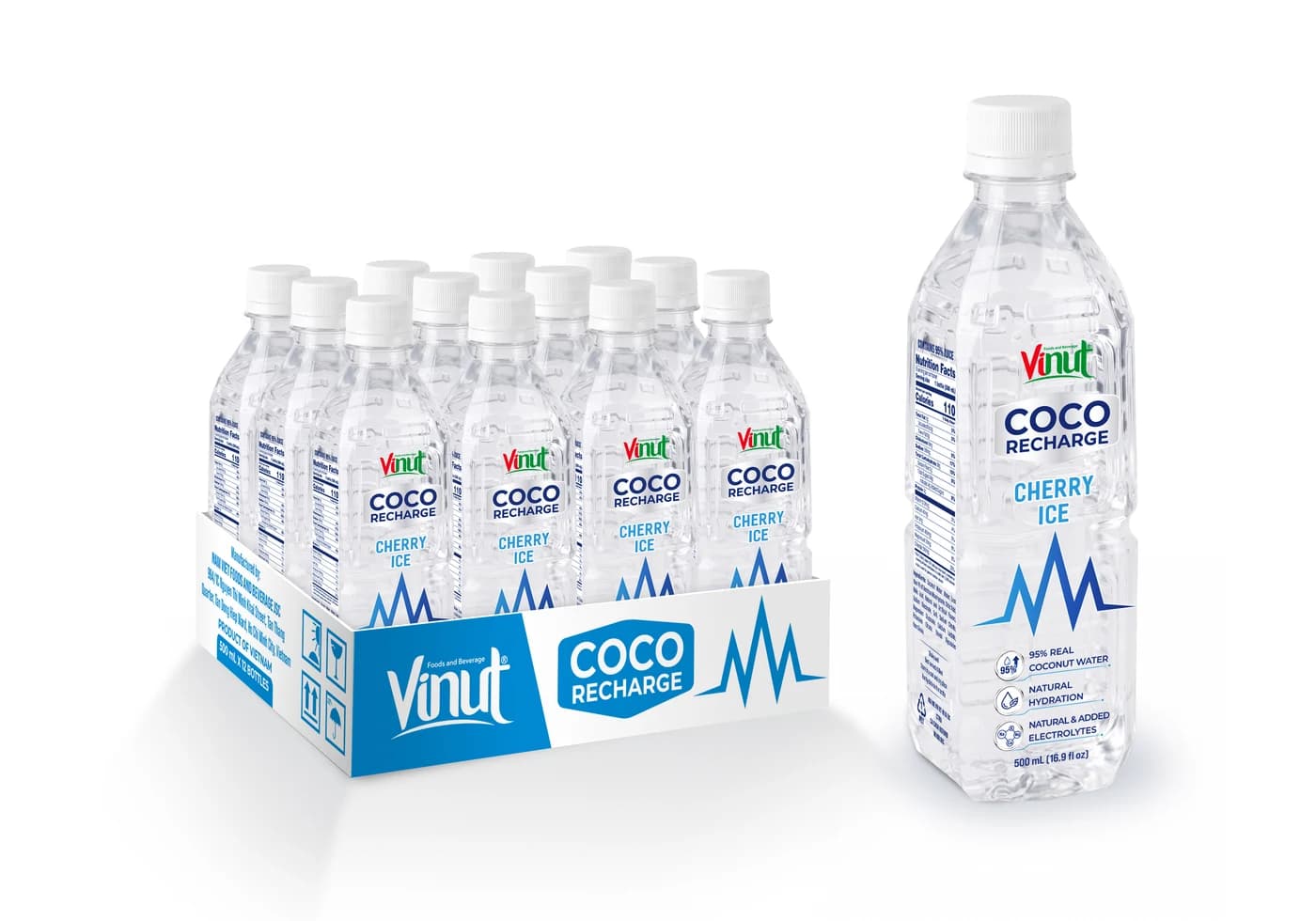 VINUT COCO RECHARGE – Cherry Ice, 500 mL (12-Pack)