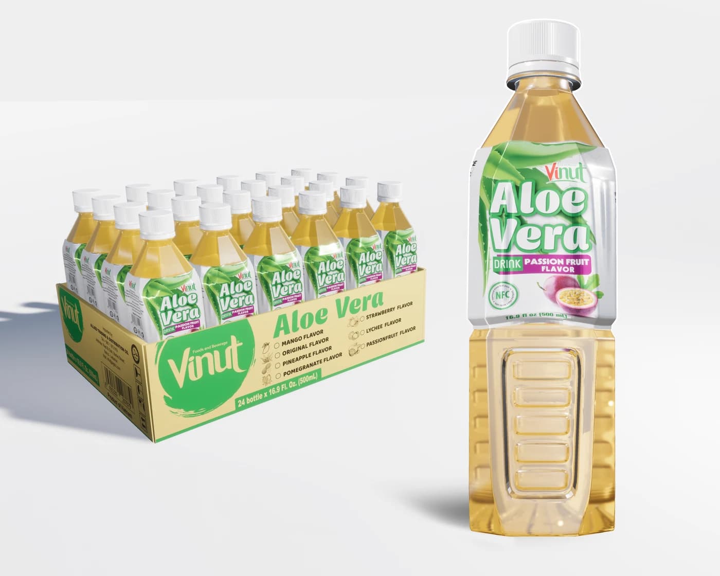VINUT Aloe Vera Drink – Passion Fruit Flavor, 500 mL view 1