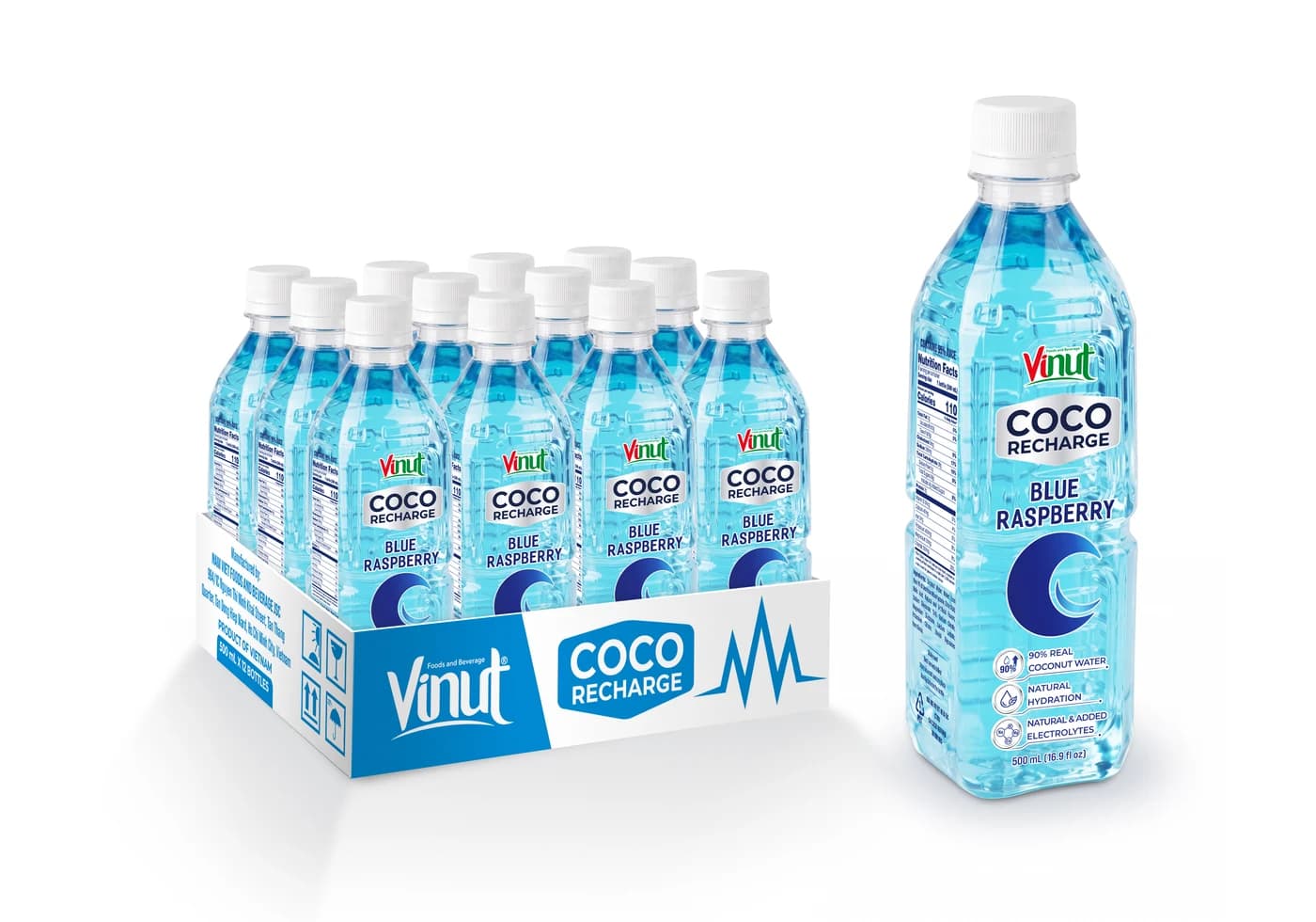 VINUT COCO RECHARGE – Blue Raspberry, 500 mL (12-Pack)