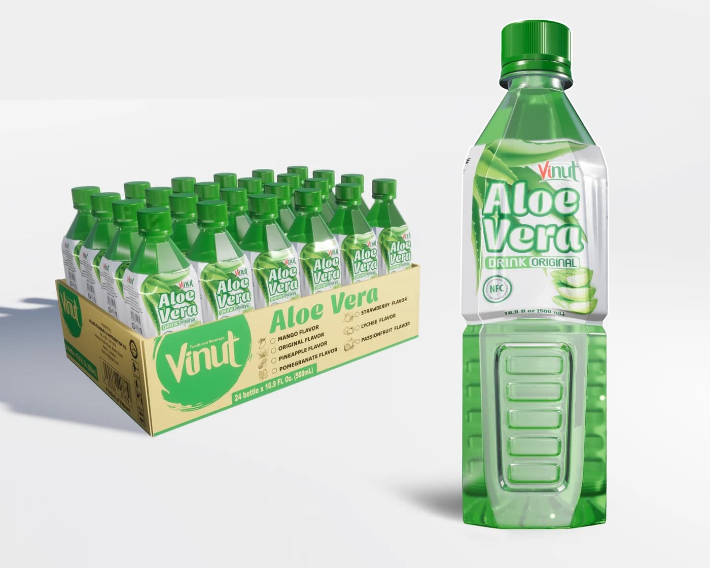 VINUT Aloe Vera Drink – Original Flavor, 500 mL (24-Pack) view 1