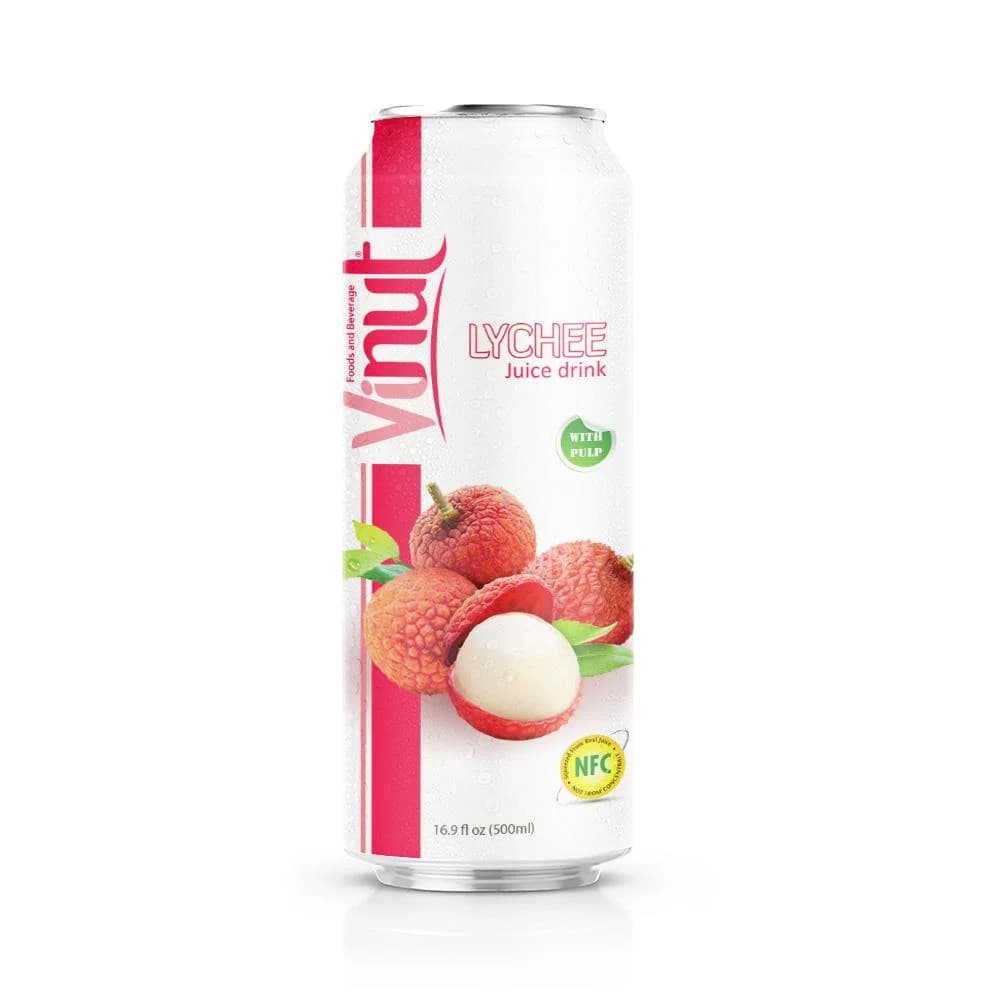 VINUT Lychee Juice Drink with Pulp, 500 mL