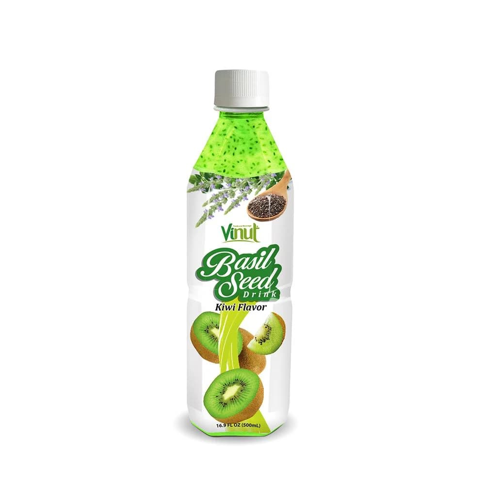 VINUT Basil Seed Drink – Kiwi Flavor, 500 mL