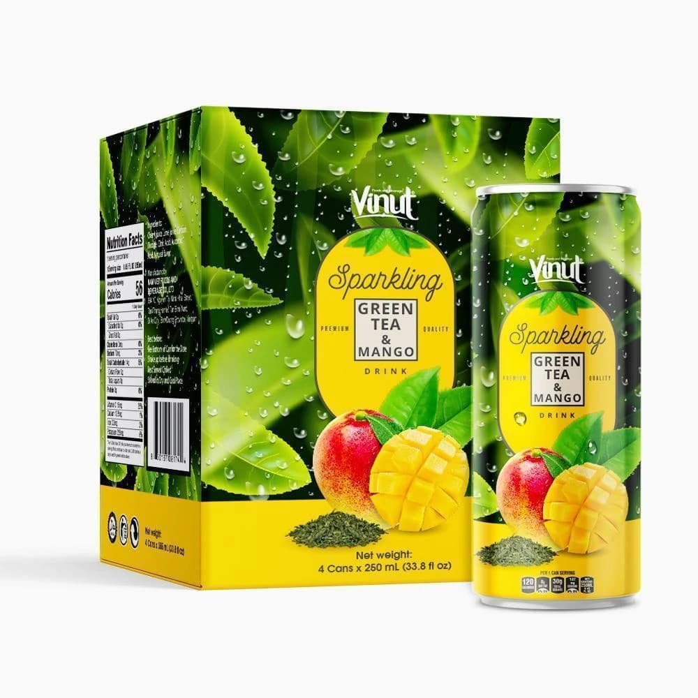 VINUT Sparkling Green Tea & Mango Drink, 250 mL view 1
