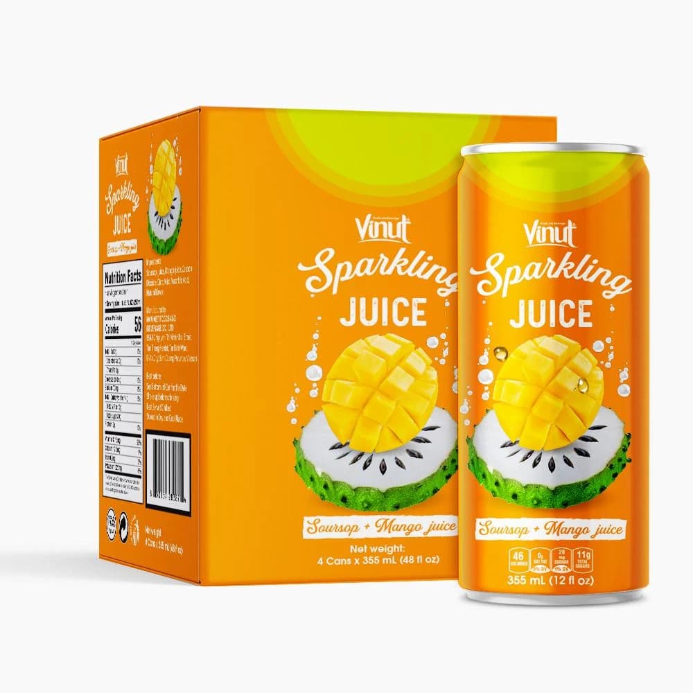VINUT Sparkling Juice – Soursop + Mango, 355 mL (4-Pack) view 1