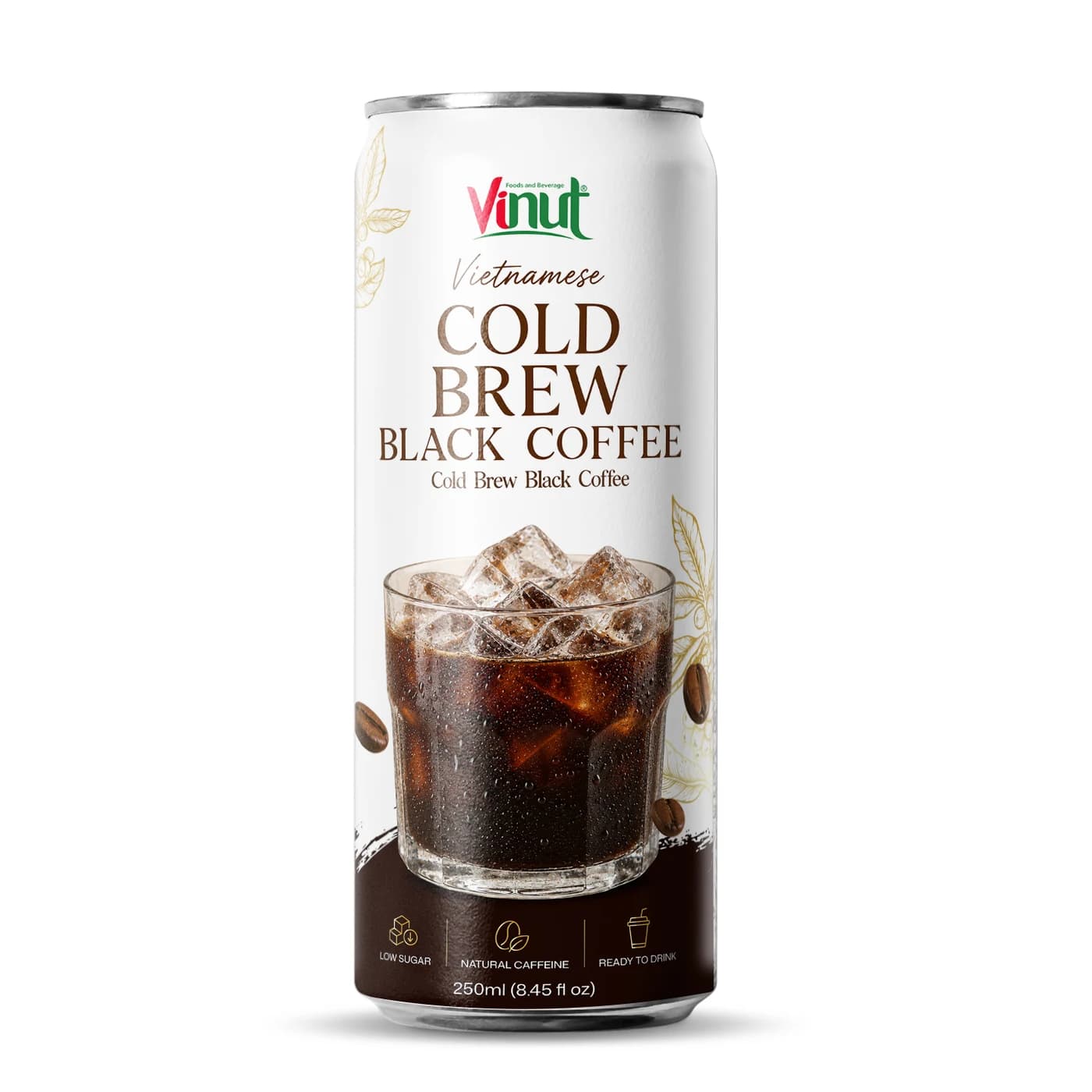 VINUT Vietnamese Cold Brew Black Coffee – Low Sugar, 250 mL