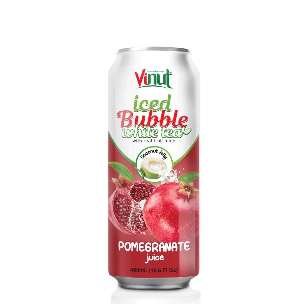 VINUT Iced Bubble White Tea with Pomegranate Juice & Coconut Jelly, 490 mL view 1