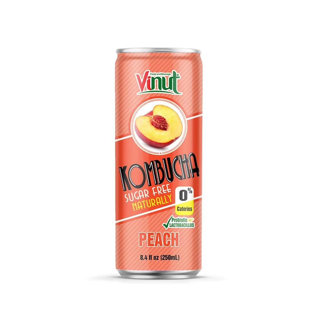 VINUT Kombucha – Peach, Sugar Free, 250 mL view 1