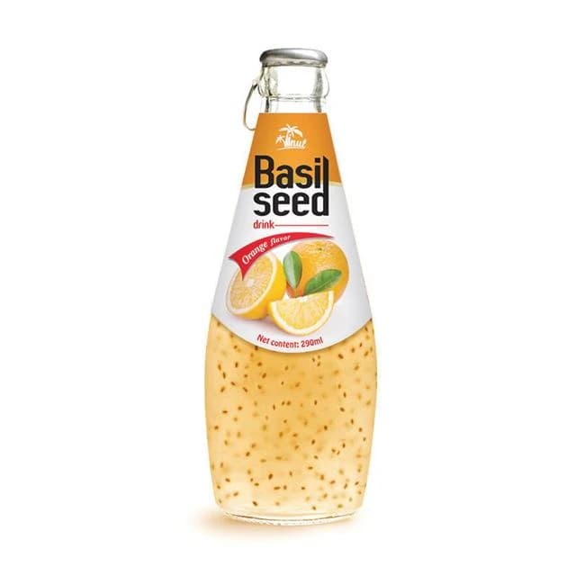 VINUT Basil Seed Drink – Orange Flavor, 290 mL