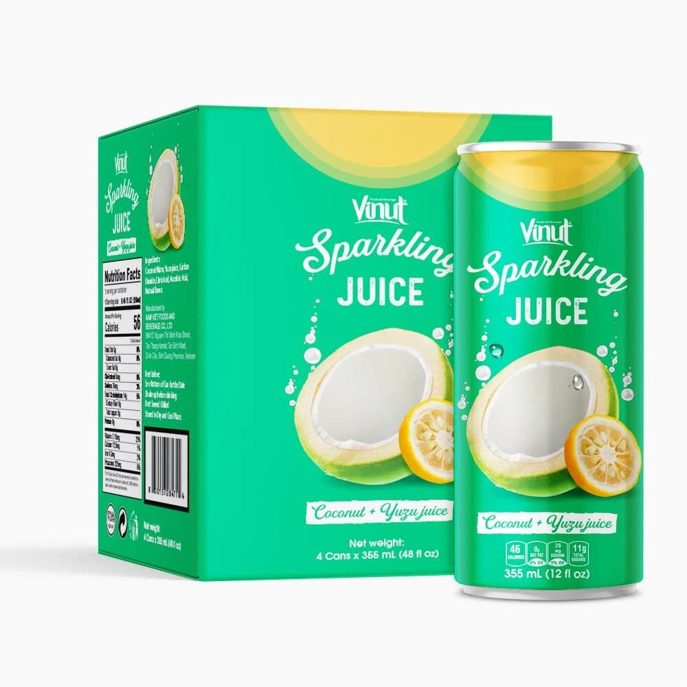 VINUT Sparkling Coconut & Yuzu Juice, 4 × 355 mL Cans view 1