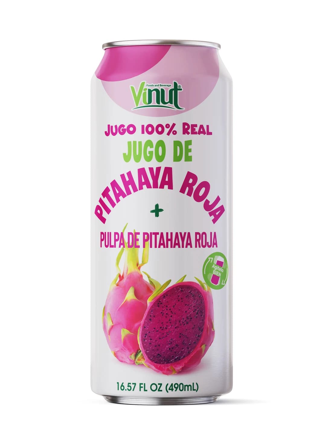 VINUT 100% Real Red Dragon Fruit Juice with Pulp, 490 mL view 1