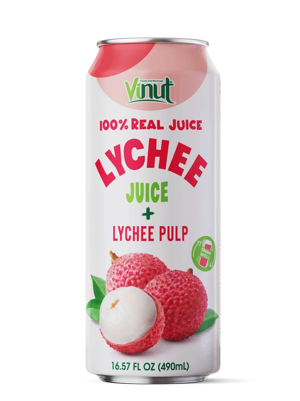VINUT 100% Real Lychee Juice with Pulp, 490 mL view 1