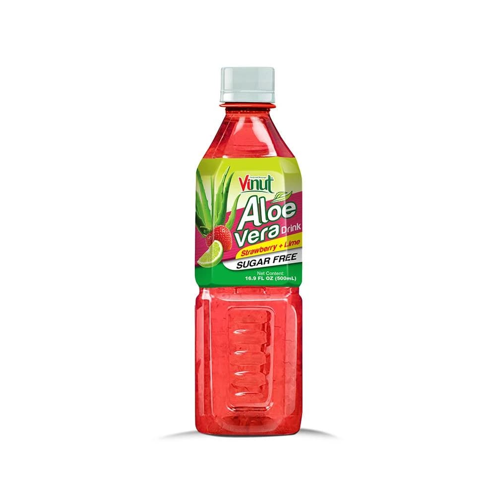 VINUT Aloe Vera Drink – Strawberry + Lime, Sugar Free, 500 mL view 1