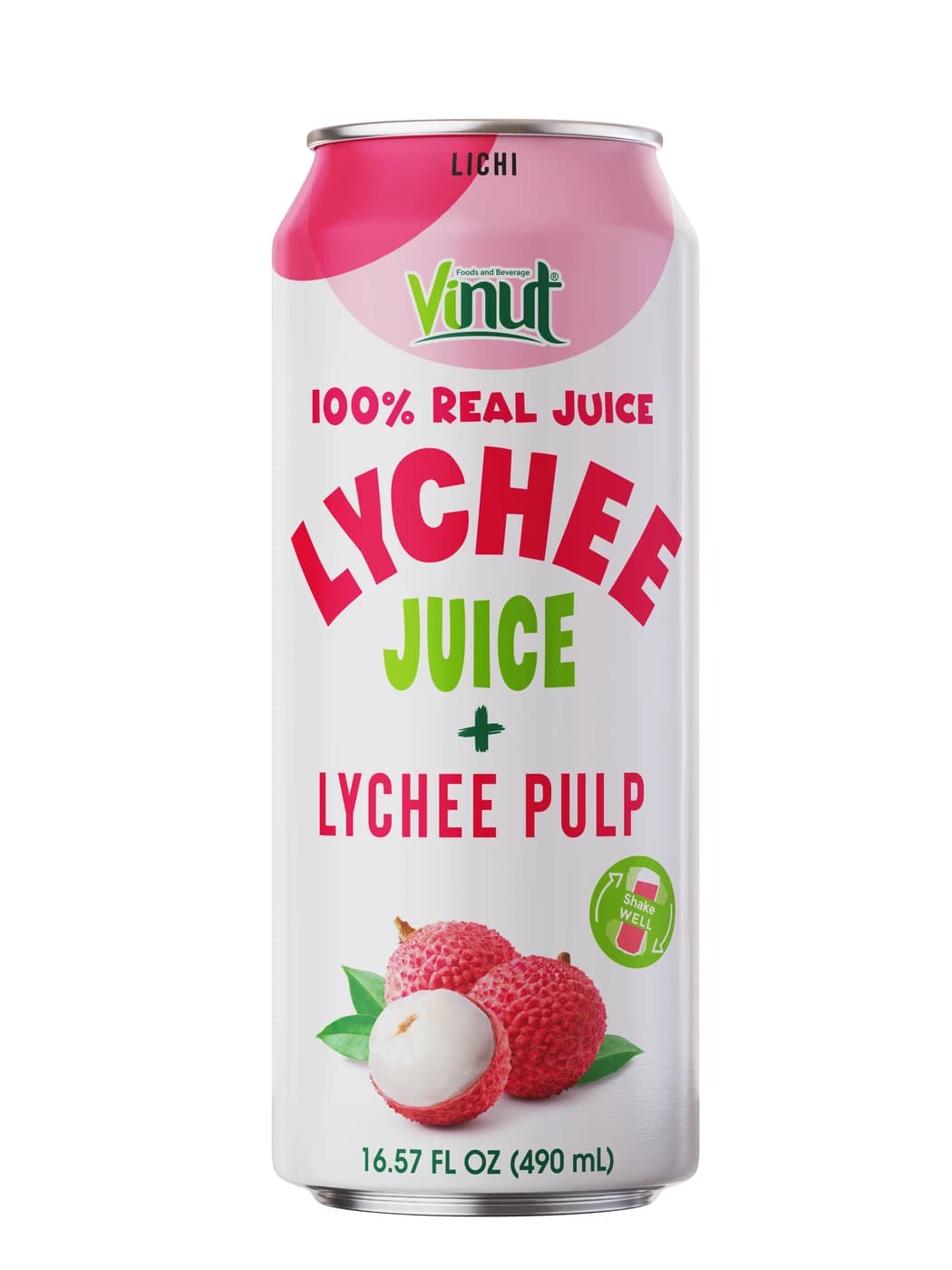 VINUT 100% Real Lychee Juice with Pulp, 490 mL view 1