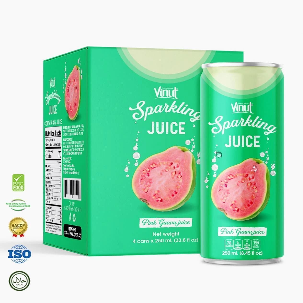 VINUT Sparkling Pink Guava Juice, 250 mL view 1