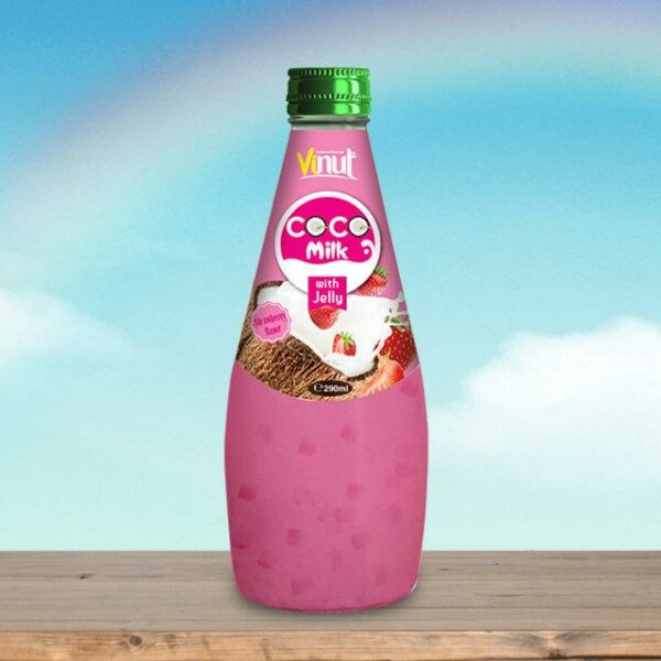 290ml VINUT Bottle Coconut Milk with Jelly Strawberry flavor